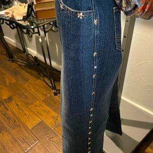 Denim jeans with decorations